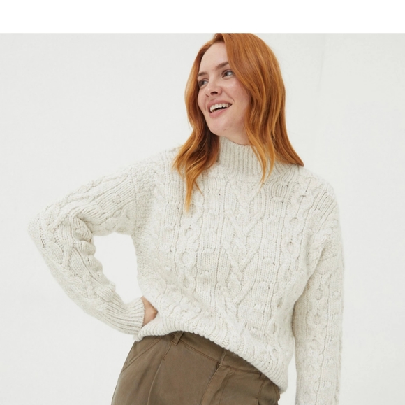 Cable Knit Sweater Fat Face United Kingdom size 12 Cream - Picture 1 of 9